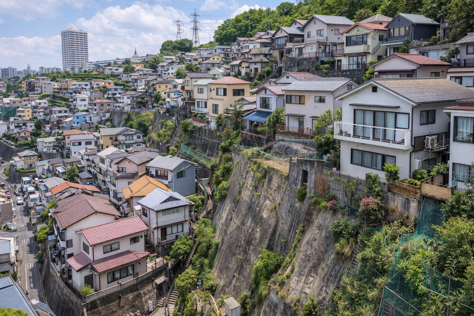 久保山・戸部周辺の急傾斜地・崖地の住宅街