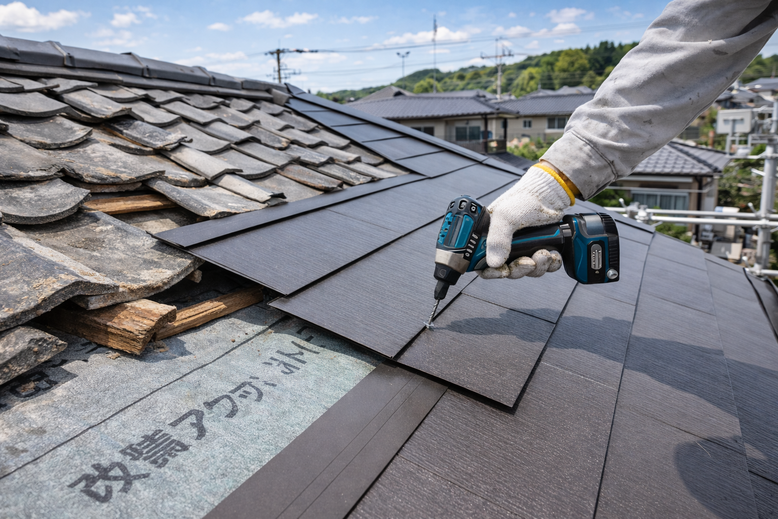 風の日に屋根からカタカタ音がする