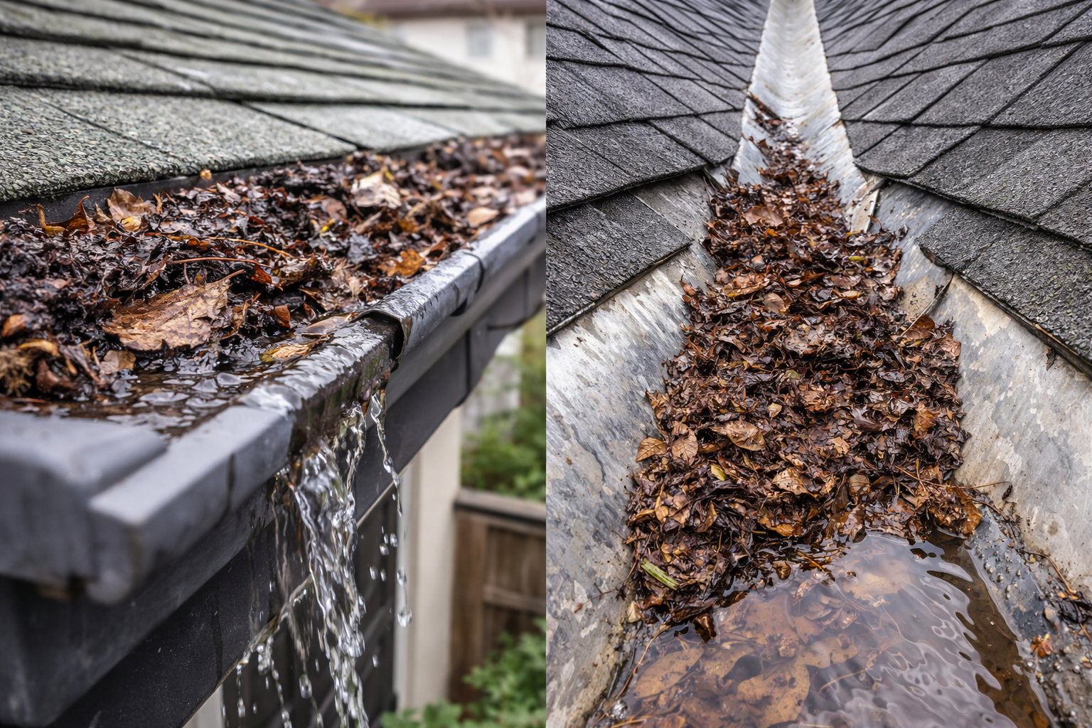 雨樋から水があふれる・詰まる